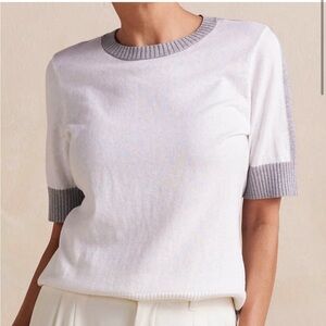 Summersalt lightweight shirt sleeve sweater cotton/cashmere blend size large